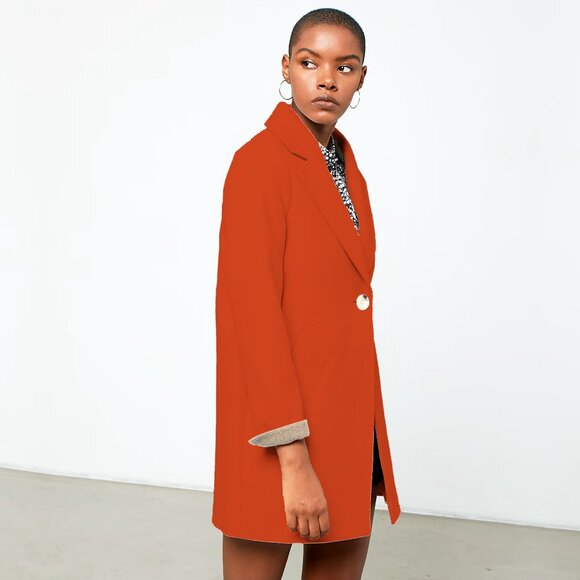 NEW! ETAM Paris manteau de petit ami in Rust Orange colour- Size S - Picture 3 of 16